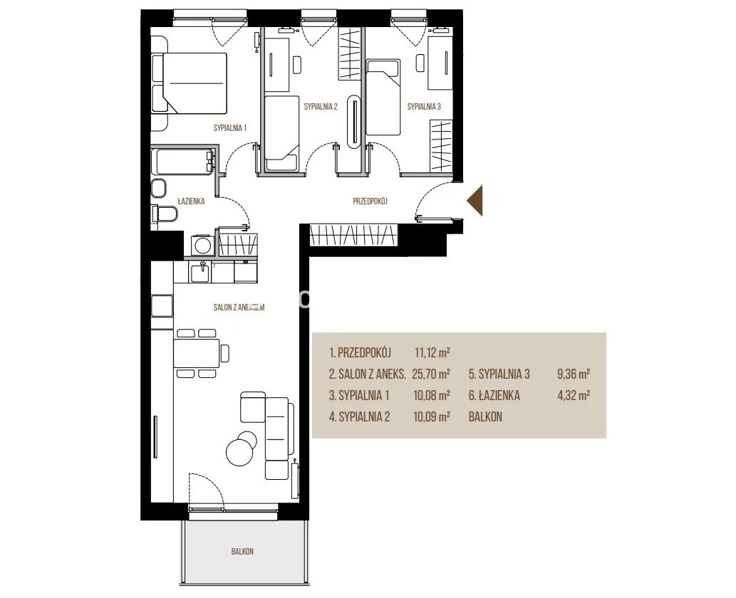 4 pokoje, mieszkanie 70,67 m², piętro 4, oferta nr , BS2-MS-305601, Kraków, Łagiewniki-Borek Fałęcki, Łagiewniki, Wadowicka