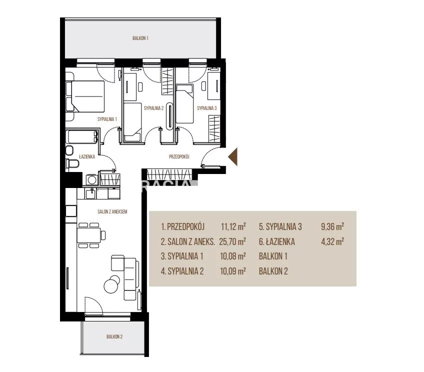 4 pokoje, mieszkanie 70,67 m², piętro 6, oferta nr , BS2-MS-305609-13, Kraków, Łagiewniki-Borek Fałęcki, Łagiewniki, Wadowicka