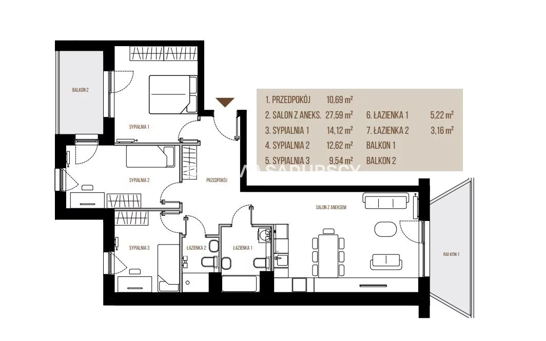 4 pokoje, mieszkanie 83,10 m², piętro 4, oferta nr , BS2-MS-305682-13, Kraków, Łagiewniki-Borek Fałęcki, Łagiewniki, Wadowicka