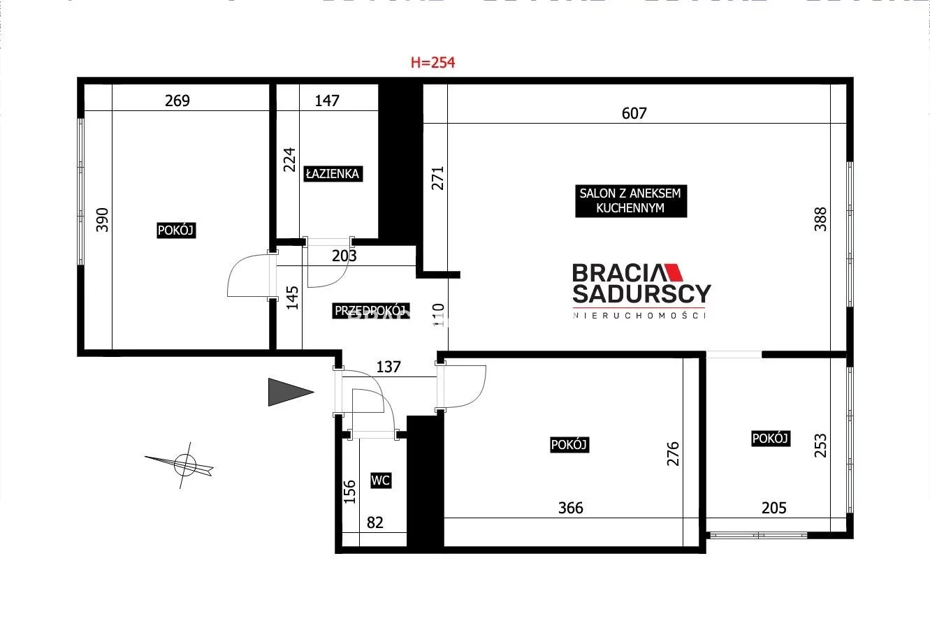 4 pokoje, mieszkanie 62,00 m², piętro 4, oferta nr , BS4-MW-311774, Kraków, Krowodrza, Kazimierza Wielkiego