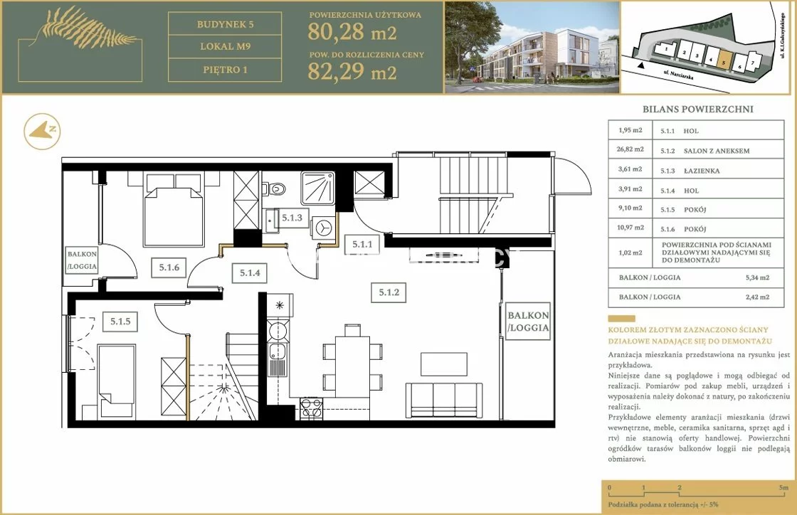 5 pokoi, mieszkanie 80,28 m², piętro 1, oferta nr , BS5-MS-309293-9, Kraków, Czyżyny, Gałczyńskiego