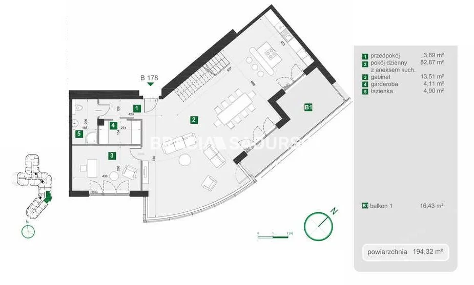 5 pokoi, mieszkanie 194,32 m², piętro 6, oferta nr , BS2-MS-297996-244, Kraków, Grzegórzki, Kotlarska - okolice