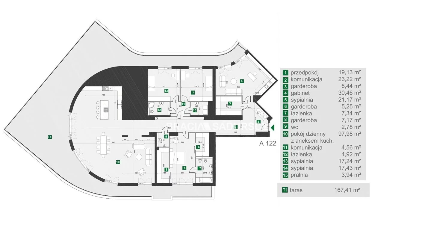 5 pokoi, mieszkanie 271,03 m², piętro 8, oferta nr , BS2-MS-310865-93, Kraków, Grzegórzki, Kotlarska - okolice