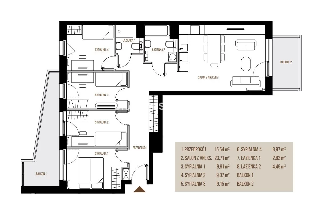 5 pokoi, mieszkanie 83,66 m², piętro 2, oferta nr , BS2-MS-305616, Kraków, Łagiewniki-Borek Fałęcki, Łagiewniki, Wadowicka
