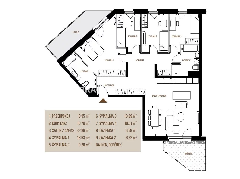 5 pokoi, mieszkanie 114,76 m², piętro 1, oferta nr , BS2-MS-305452, Kraków, Łagiewniki-Borek Fałęcki, Łagiewniki, Wadowicka