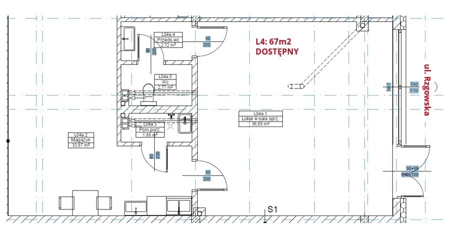 Lokal użytkowy 58,07 m², oferta nr , 872/6700/OLW, Łódź, Rzgowska