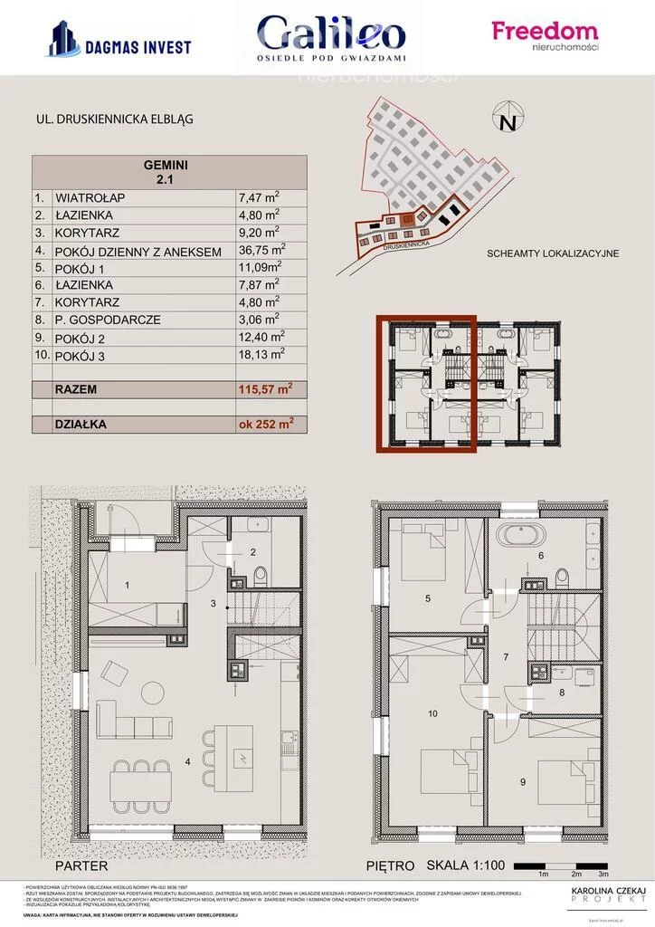 Dom 115,57 m², oferta nr , 16316/3685/ODS, Elbląg, Druskiennicka