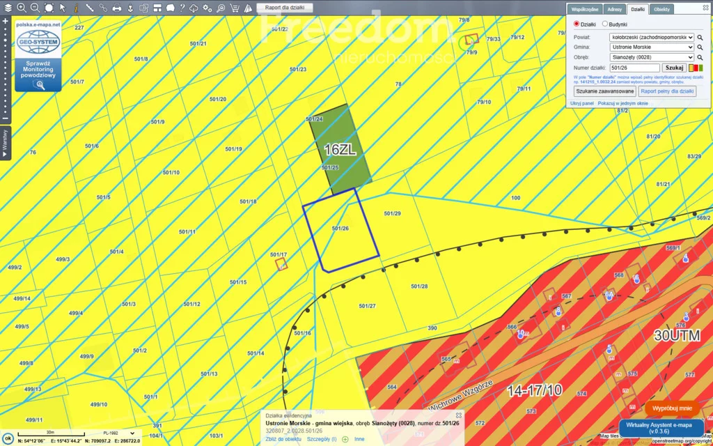 Działka 847,00 m², oferta nr , 11296/3685/OGS, Sianożęty, Chabrowa
