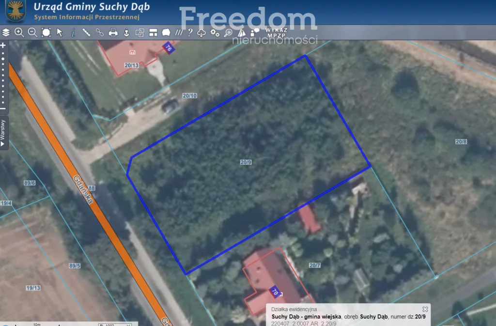 Działka 1 495,00 m², oferta nr , 10830/3685/OGS, Suchy Dąb, Gdańska