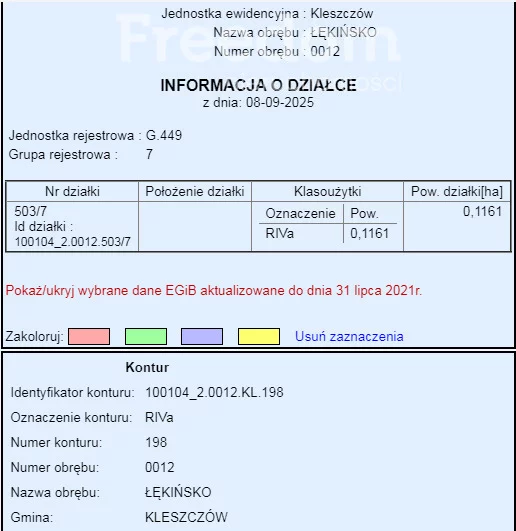 Działka 1 161,00 m², oferta nr , 10514/3685/OGS, Kleszczów