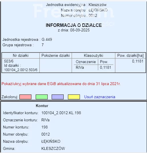 Działka 1 161,00 m², oferta nr , 10514/3685/OGS, Kleszczów