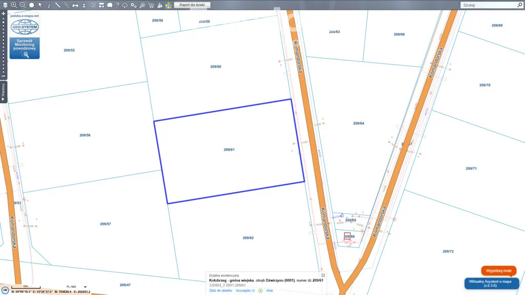Działka 1 483,00 m², oferta nr , 11501/3685/OGS, Dźwirzyno, Komandorska