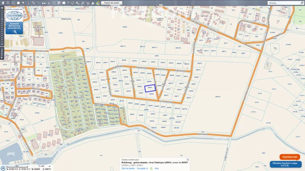 Działka 1 483,00 m², oferta nr , 11501/3685/OGS, Dźwirzyno, Komandorska