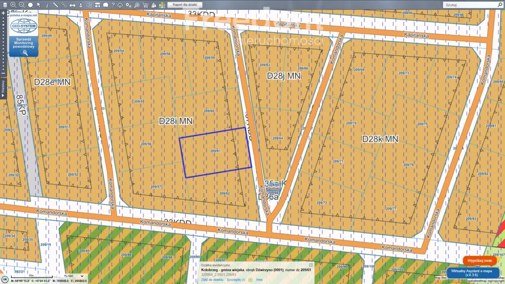 Działka 1 483,00 m², oferta nr , 11501/3685/OGS, Dźwirzyno, Komandorska