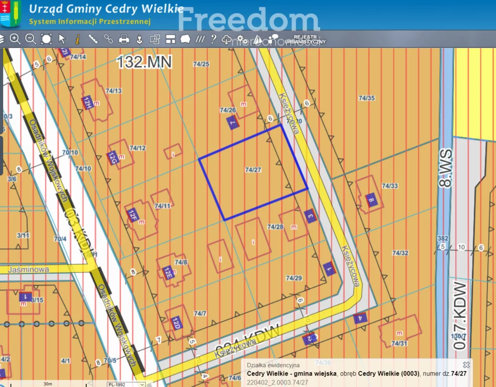 Działka 978,00 m², oferta nr , 9889/3685/OGS, Cedry Wielkie, Księżycowa