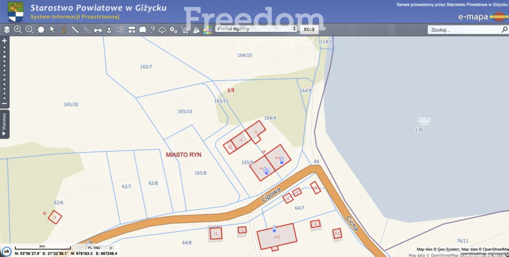 Działka 1 017,00 m², oferta nr , 11370/3685/OGS, Ryn, Lipowa