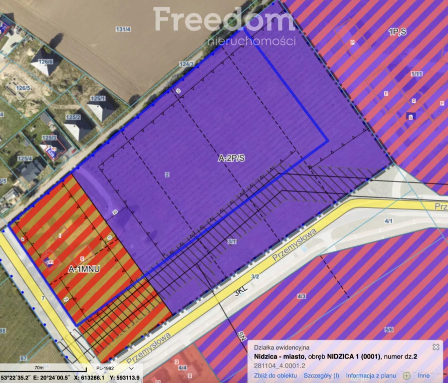 Działka 34 553,00 m², oferta nr , 10462/3685/OGS, Nidzica, Przemysłowa