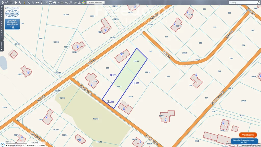 Działka 1 863,00 m², oferta nr , 11392/3685/OGS, Korzystno, Rumiankowa