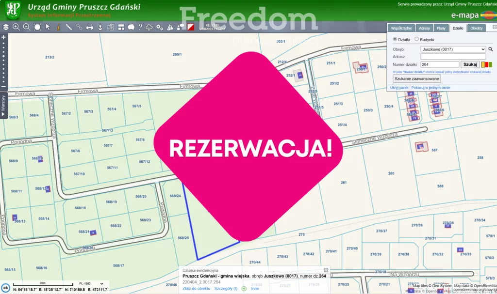Działka 4 969,00 m², oferta nr , 10604/3685/OGS, Juszkowo, Słoneczne Wzgórza