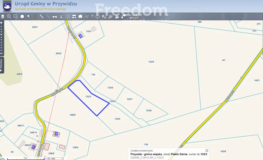 Działka 2 065,00 m², oferta nr , 10355/3685/OGS, Piekło Górne, Spokojna