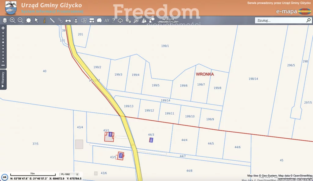 Działka 1 000,00 m², oferta nr , 8658/3685/OGS, Wronka
