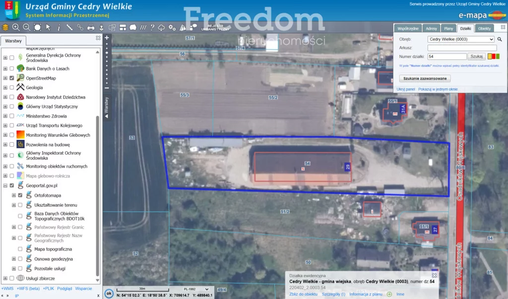 Lokal użytkowy 1 608,00 m², oferta nr , 970/3685/OOS, Cedry Wielkie, Osadników Wojskowych