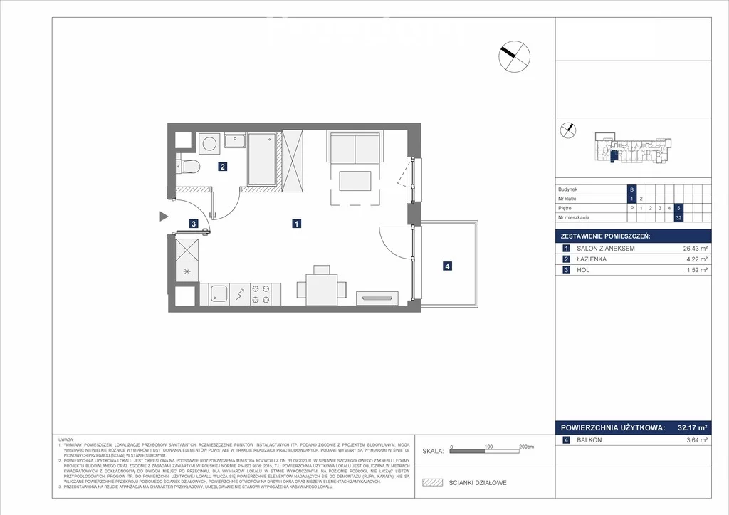 1 pokój, mieszkanie 32,17 m², piętro 5, oferta nr , 33753/3685/OMS, Warszawa, Mokotów, Mokotów, Antoniewska