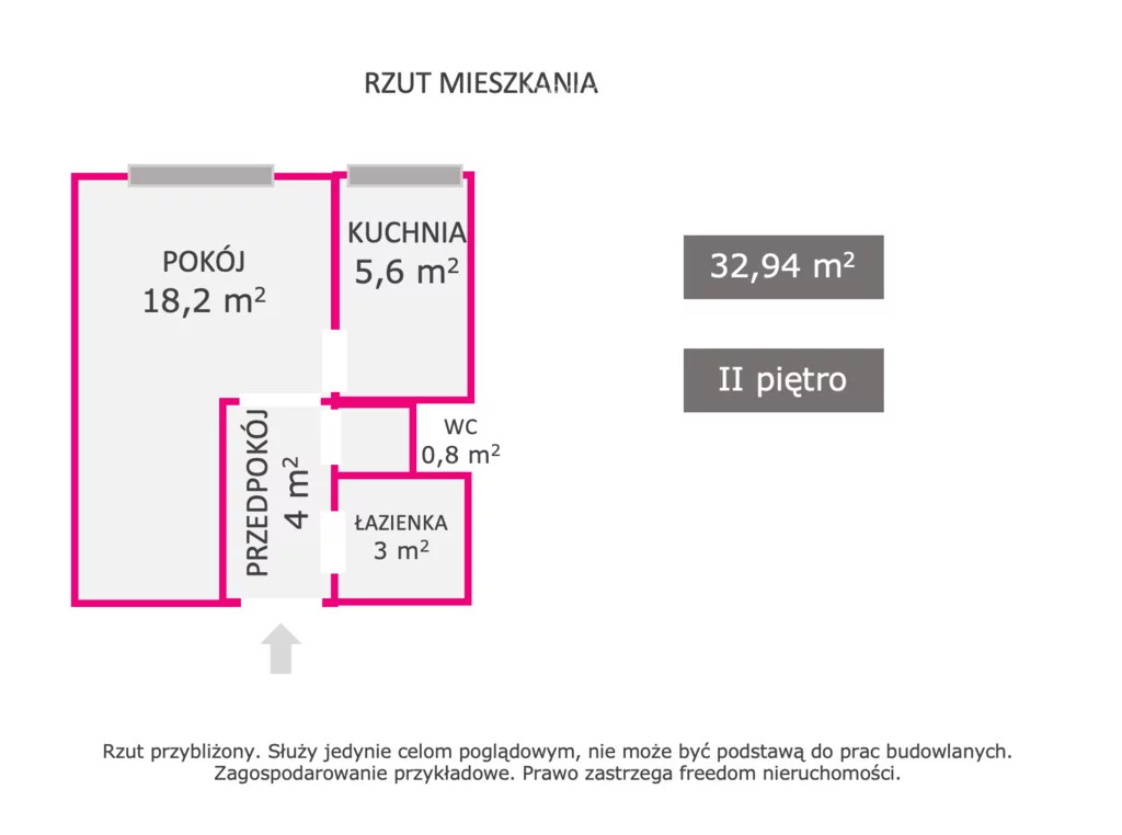 1 pokój, mieszkanie 32,94 m², piętro 2, oferta nr , 40116/3685/OMS, Sosnowiec, Bohaterów Monte Cassino