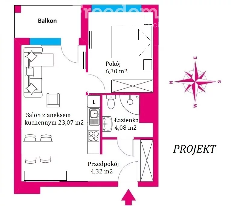 1 pokój, mieszkanie 37,77 m², piętro 2, oferta nr , 38843/3685/OMS, Kołobrzeg, Cicha