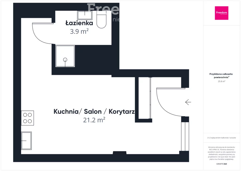 1 pokój, mieszkanie 25,81 m², parter, oferta nr , 40663/3685/OMS, Oświęcim, Fryderyka Chopina