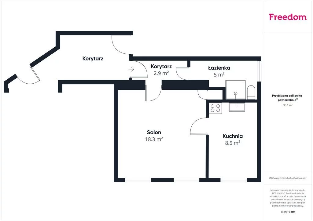 1 pokój, mieszkanie 34,60 m², piętro 1, oferta nr , 40137/3685/OMS, Elbląg, al. Grunwaldzka