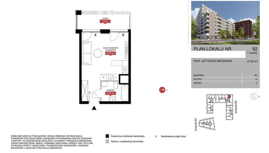 Mieszkanie na sprzedaż, 27,80 m², 1 pokój, 2 piętro, oferta nr 31056/3685/OMS