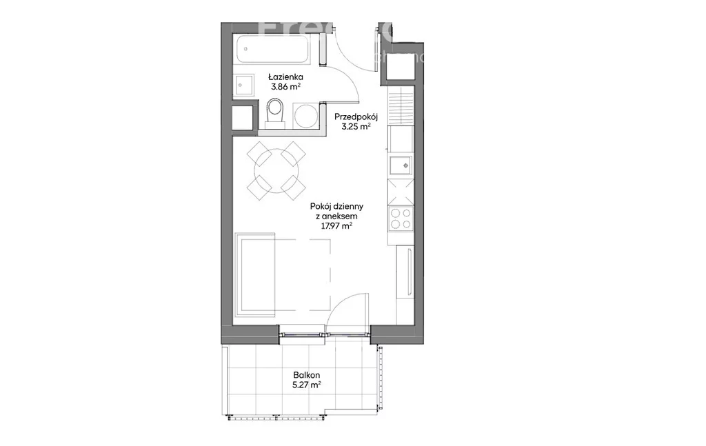 1 pokój, mieszkanie 25,08 m², piętro 1, oferta nr , 33458/3685/OMS, Warszawa, Praga Południe, Praga Południe