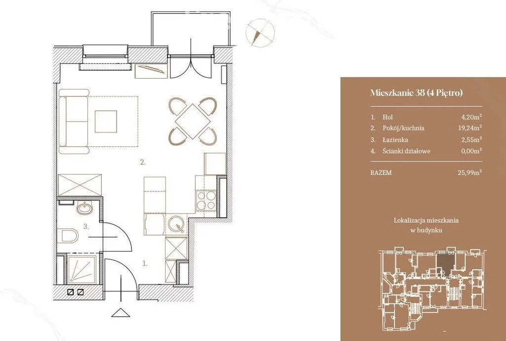 Apartament na sprzedaż, 25,99 m², 1 pokój, piętro 4, oferta nr 33671/3685/OMS