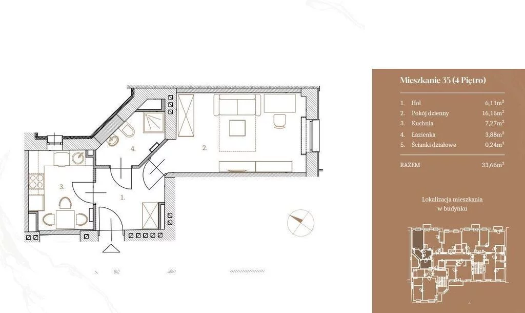 1 pokój, apartament 33,66 m², piętro 4, oferta nr , 33672/3685/OMS, Warszawa, Praga Południe, Praga Południe