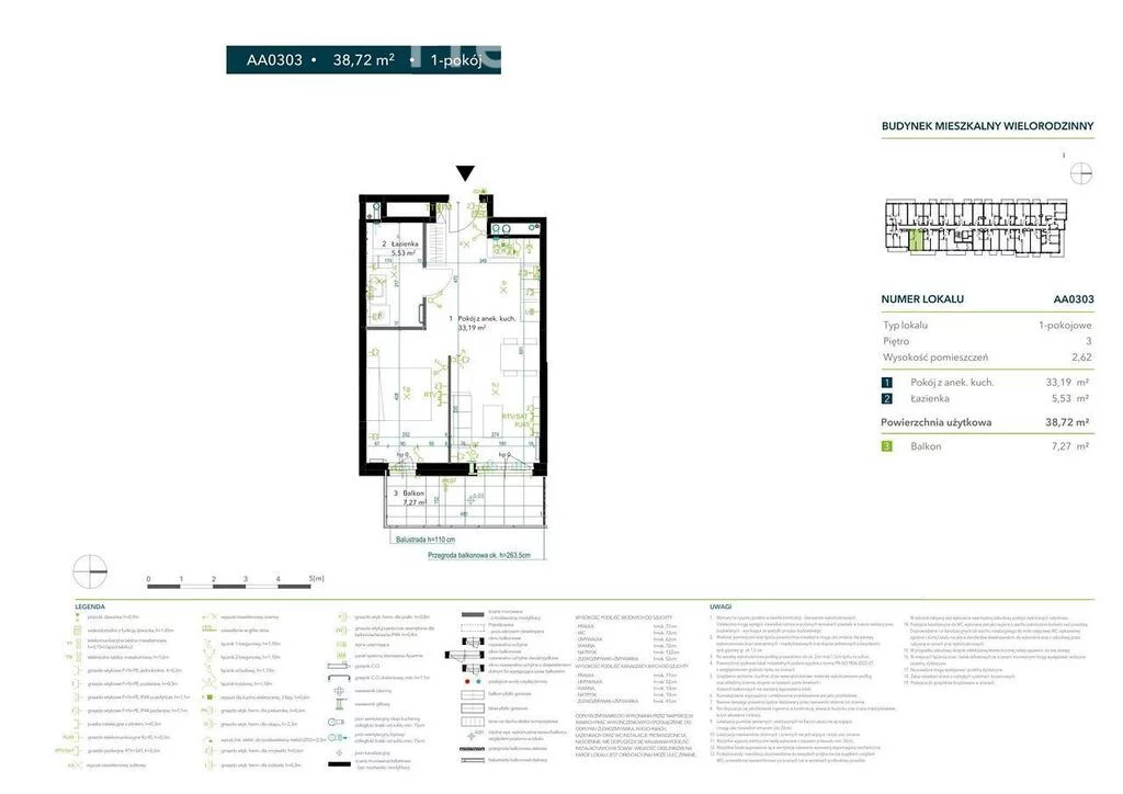 Mieszkanie na sprzedaż, 38,72 m², 1 pokój, 3 piętro, oferta nr 33526/3685/OMS