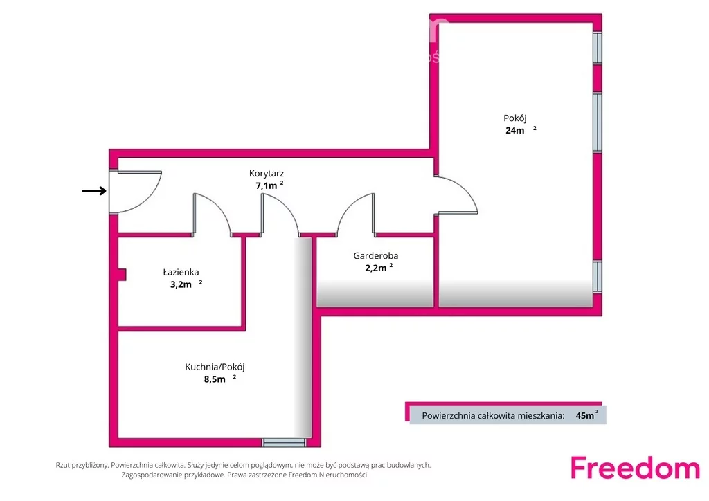1 pokój, mieszkanie 45,00 m², piętro 2, oferta nr , 40399/3685/OMS, Cedry Małe, Żuławska