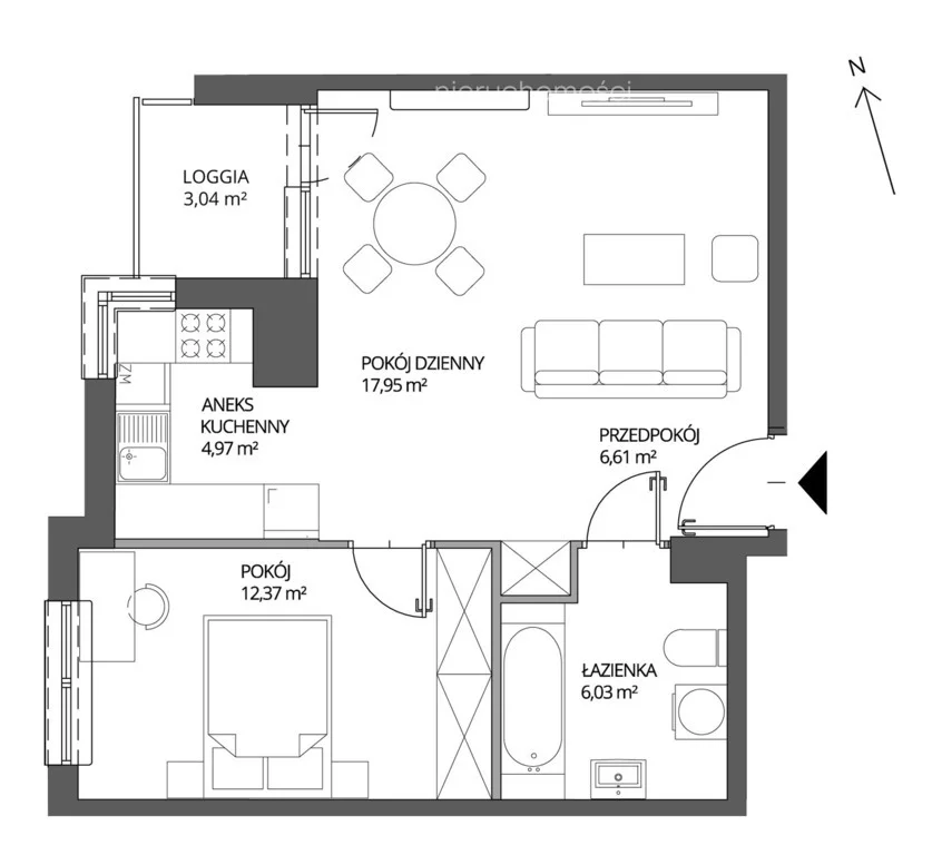 Mieszkanie na sprzedaż, 47,93 m², 2 pokoje, 1 piętro, oferta nr 33760/3685/OMS