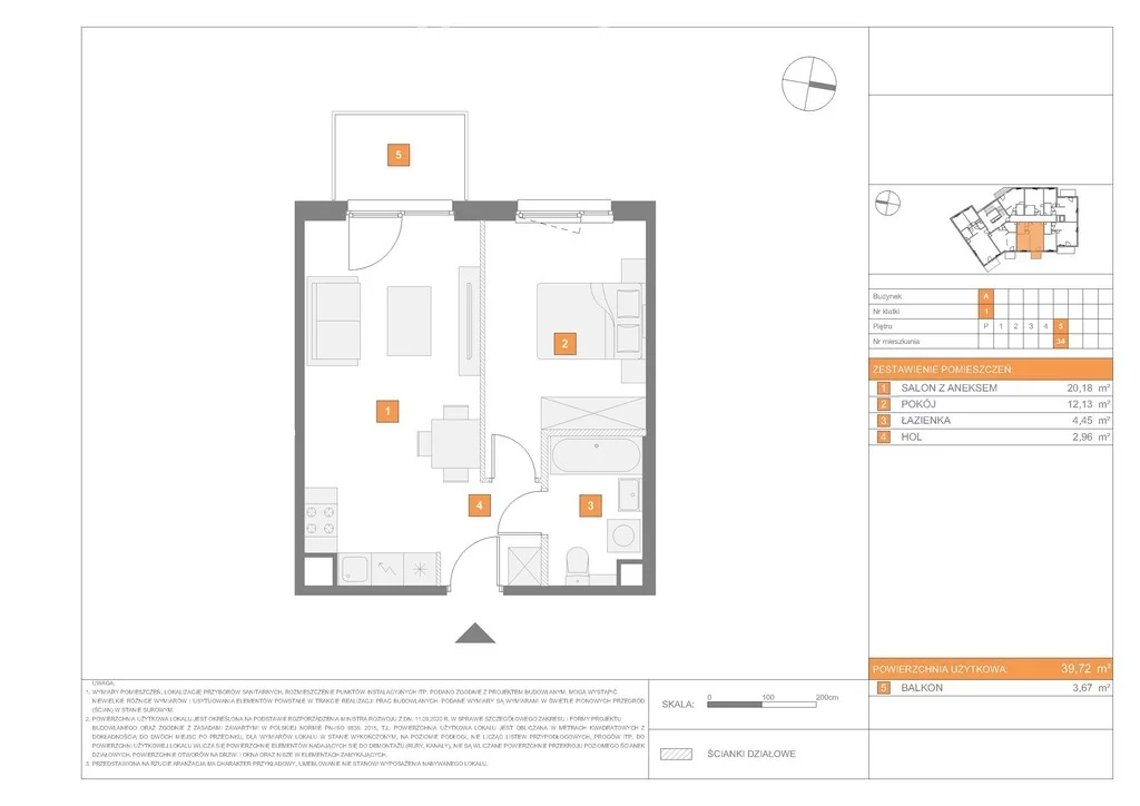 Mieszkanie na sprzedaż, 39,72 m², 2 pokoje, 5 piętro, oferta nr 33757/3685/OMS