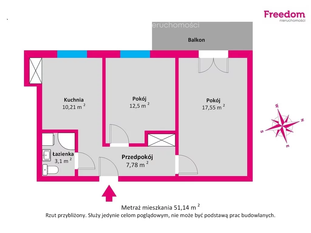 2 pokoje, mieszkanie 51,14 m², piętro 5, oferta nr , 39696/3685/OMS, Gdynia, Śródmieście, Śródmieście, Antoniego Abrahama