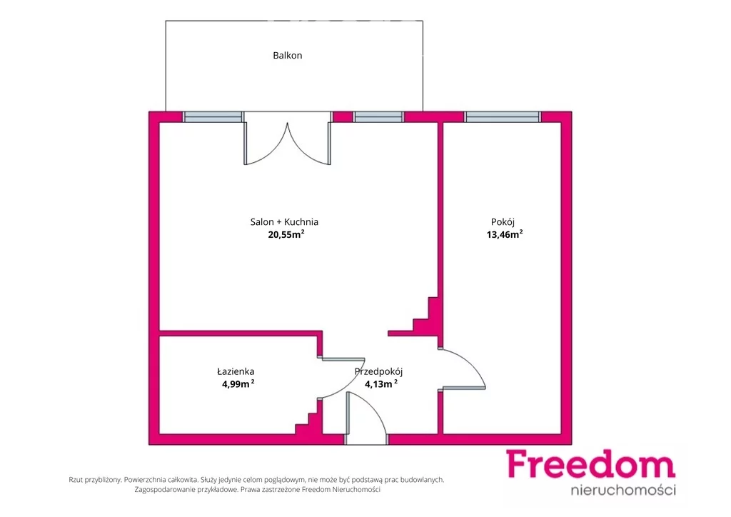 2 pokoje, mieszkanie 43,13 m², piętro 2, oferta nr , 40323/3685/OMS, Kowale, Apollina