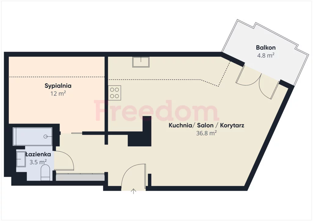 2 pokoje, mieszkanie 44,34 m², piętro 4, oferta nr , 40352/3685/OMS, Olsztyn, Bartąska
