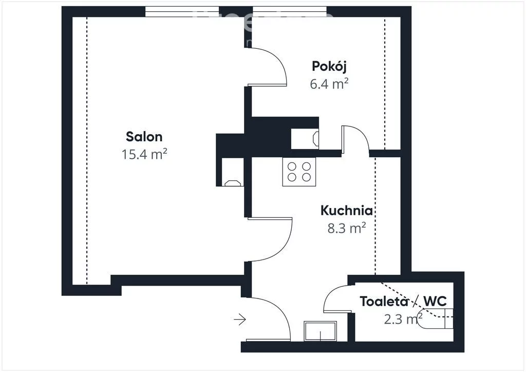 2 pokoje, mieszkanie 26,48 m², piętro 1, oferta nr , 39958/3685/OMS, Dębień