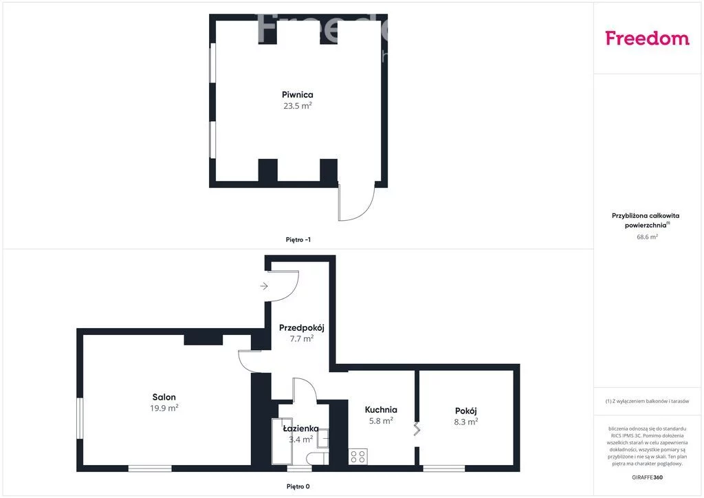 2 pokoje, mieszkanie 45,00 m², piętro 1, oferta nr , 40259/3685/OMS, Dzierzgoń