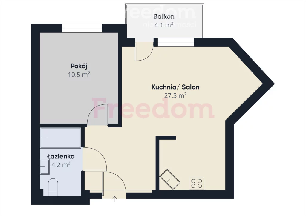2 pokoje, mieszkanie 43,90 m², piętro 1, oferta nr , 40493/3685/OMS, Olsztyn, Nagórki, Franciszka Barcza