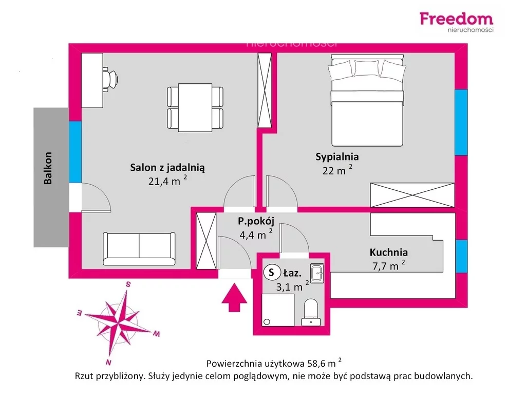 2 pokoje, mieszkanie 59,00 m², piętro 2, oferta nr , 40157/3685/OMS, Gdynia, Oksywie, Oksywie