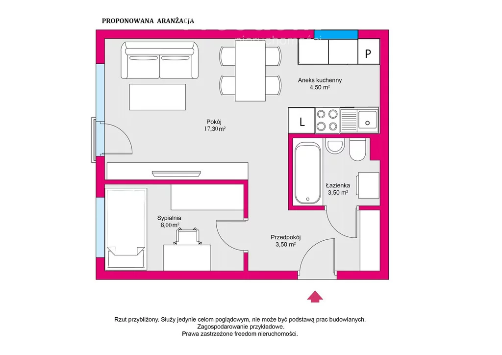 2 pokoje, mieszkanie 36,70 m², piętro 2, oferta nr , 40411/3685/OMS, Kołobrzeg, Grochowska