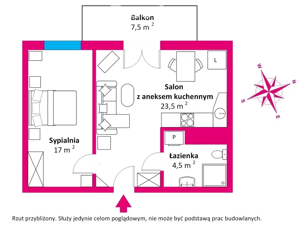 2 pokoje, mieszkanie 45,17 m², piętro 4, oferta nr , 37608/3685/OMS, Kołobrzeg, Jana Kasprowicza