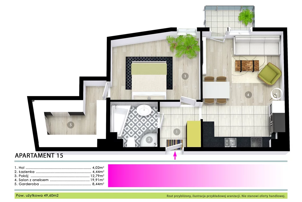 Mieszkanie dwupokojowe 49,60 m², Luboń, Kazimierza Pułaskiego, Sprzedaż