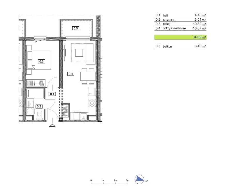 Mieszkanie na sprzedaż, 34,69 m², 2 pokoje, 1 piętro, oferta nr 27359/3685/OMS